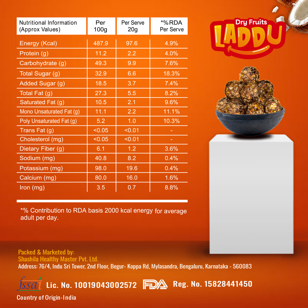 Dry Fruits Laddu - Nutritious Mix of Dryfruits & Coconut