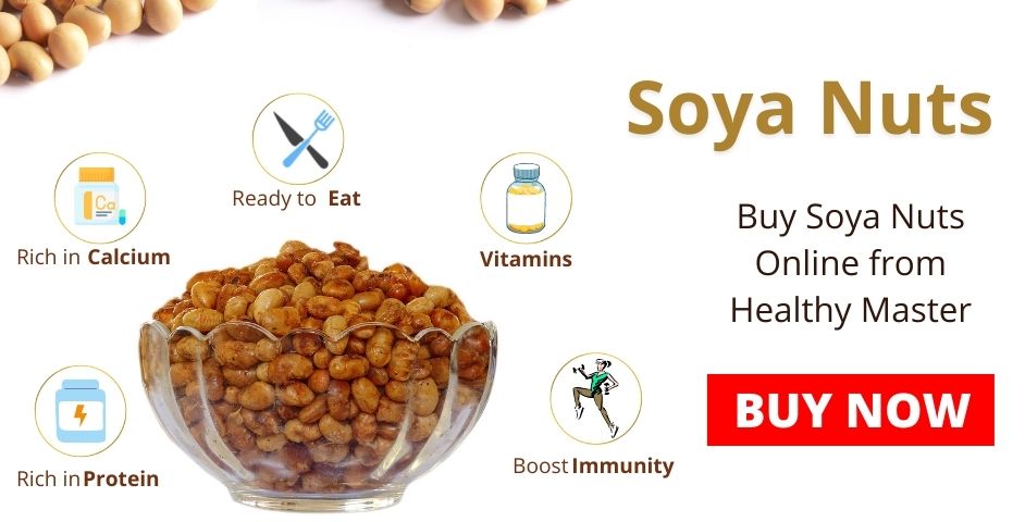 Roasted soya nut image used in the post "An overview of various Soy Nuts health benefits and how eating them is beneficial for you"
