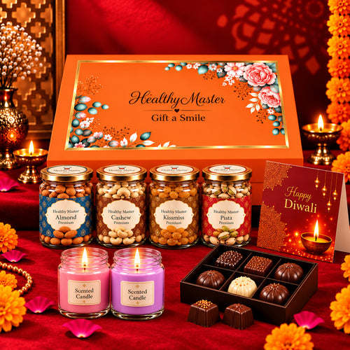 Luminous Luxuries Diwali Gift Box | Dry Fruits, Premium Chocolates & Scented Candles