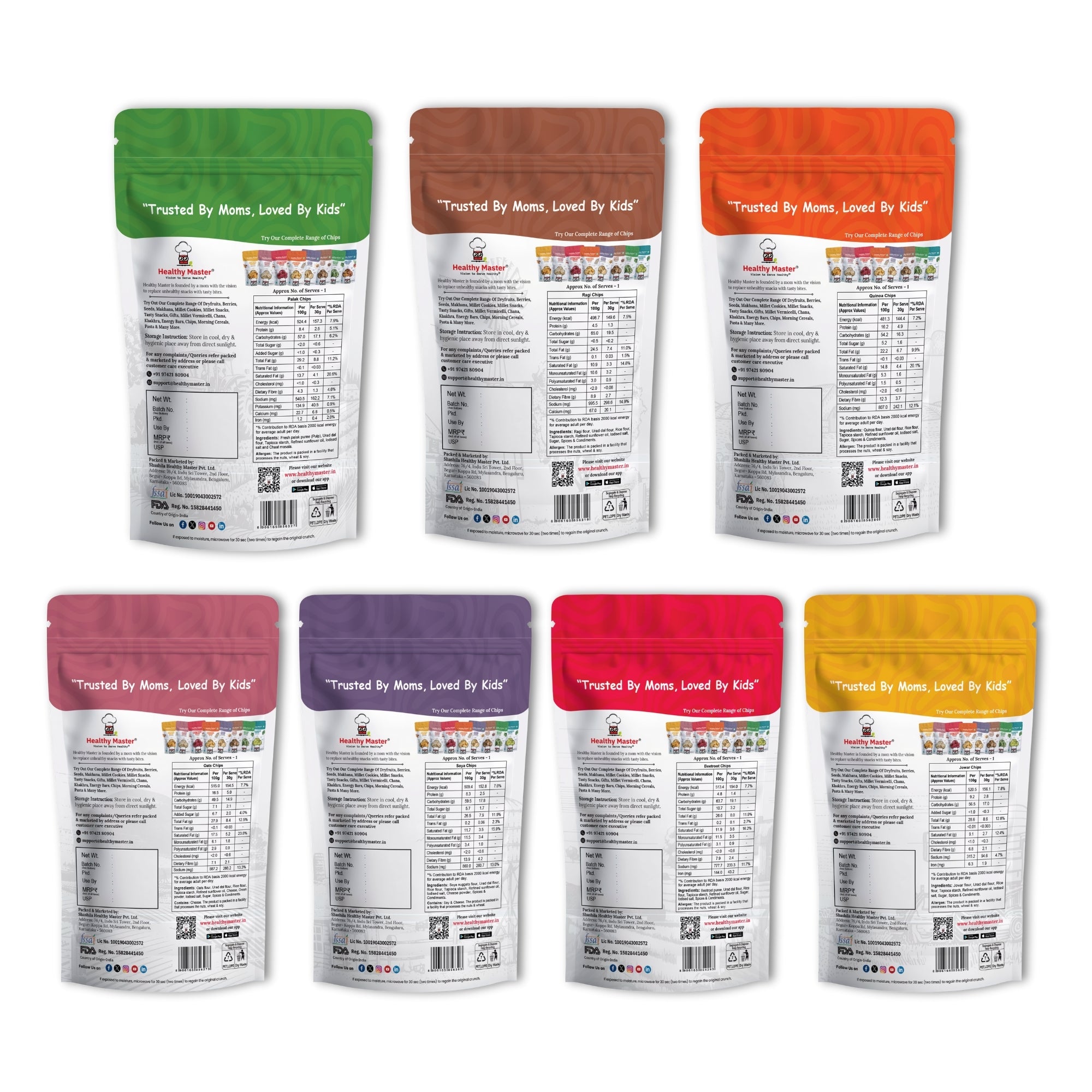 Healthy Master Light and Crispy Chips Combo (210gm) 30g Each (Pack of 7)