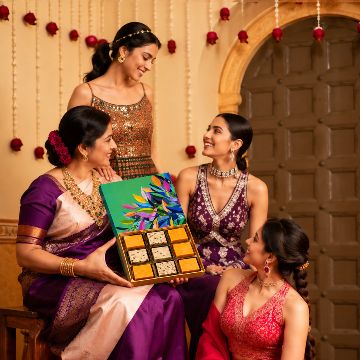 Pure Treats Box | Butterscotch, Pista & Rose Bites Diwali Gift Box