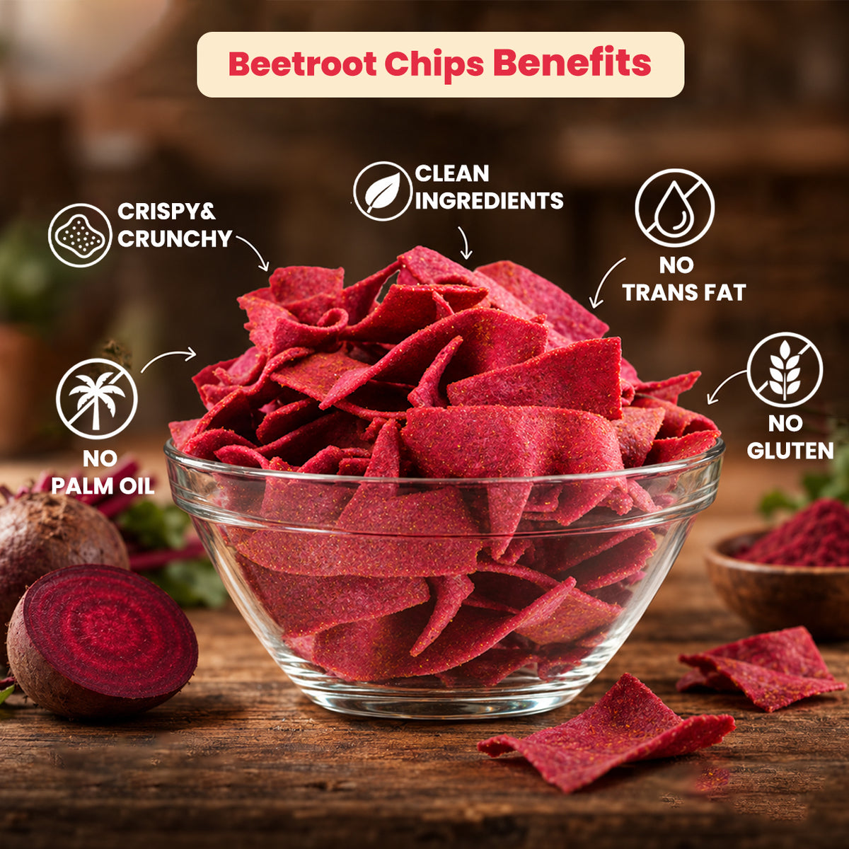 Beetroot Chips - Light and Crispy (Chatpata Spice)