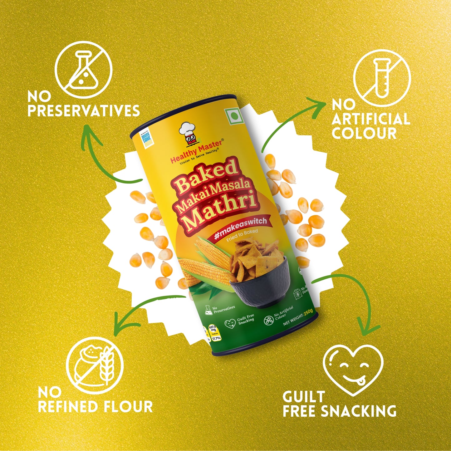 Baked Makai Mathri -  Masala Flavour (Spicy)