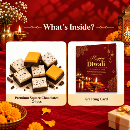 The Choco Tray | 24 Premium Square Chocolates Diwali Gift Box