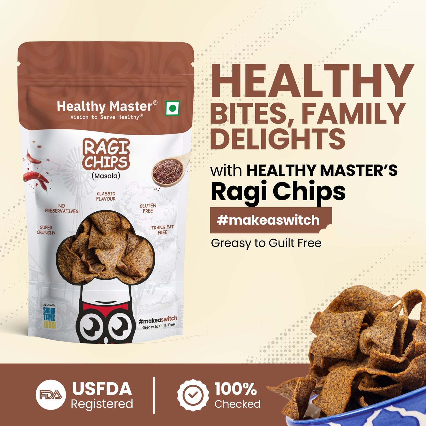 Ragi Chips - Light and Crispy (Traditional Spice)