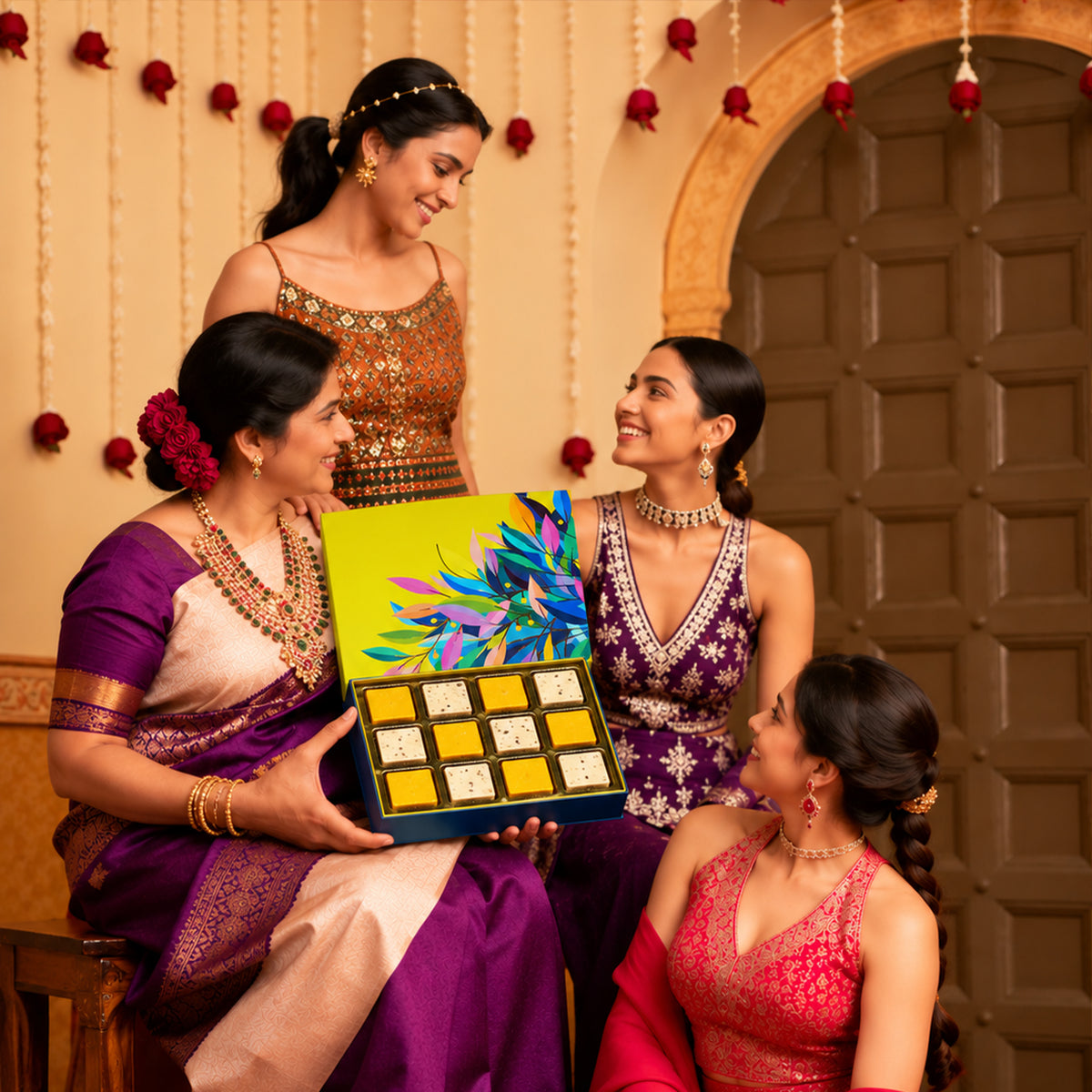 The Choco Tray | 24 Premium Square Chocolates Diwali Gift Box