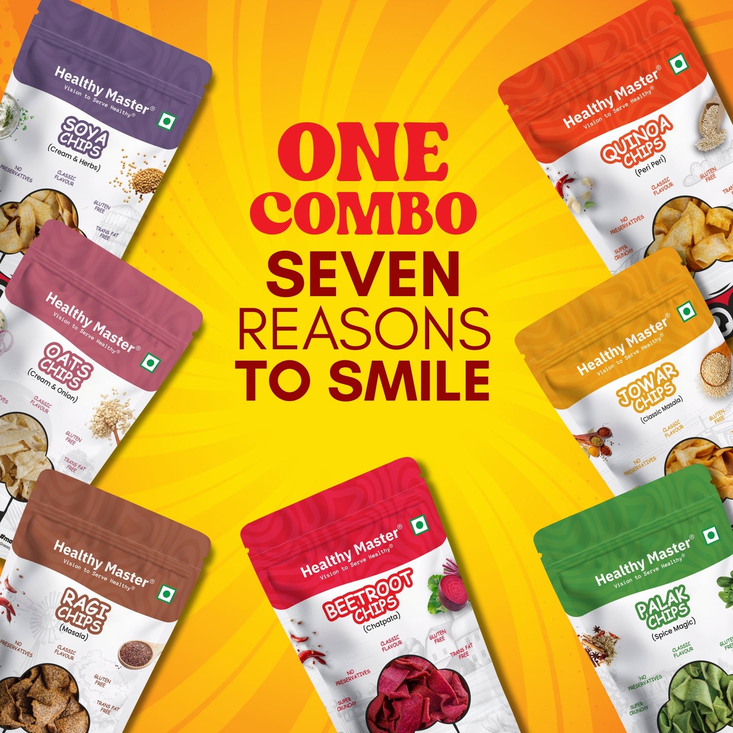 Healthy Master Light and Crispy Chips Combo (210gm) 30g Each (Pack of 7)