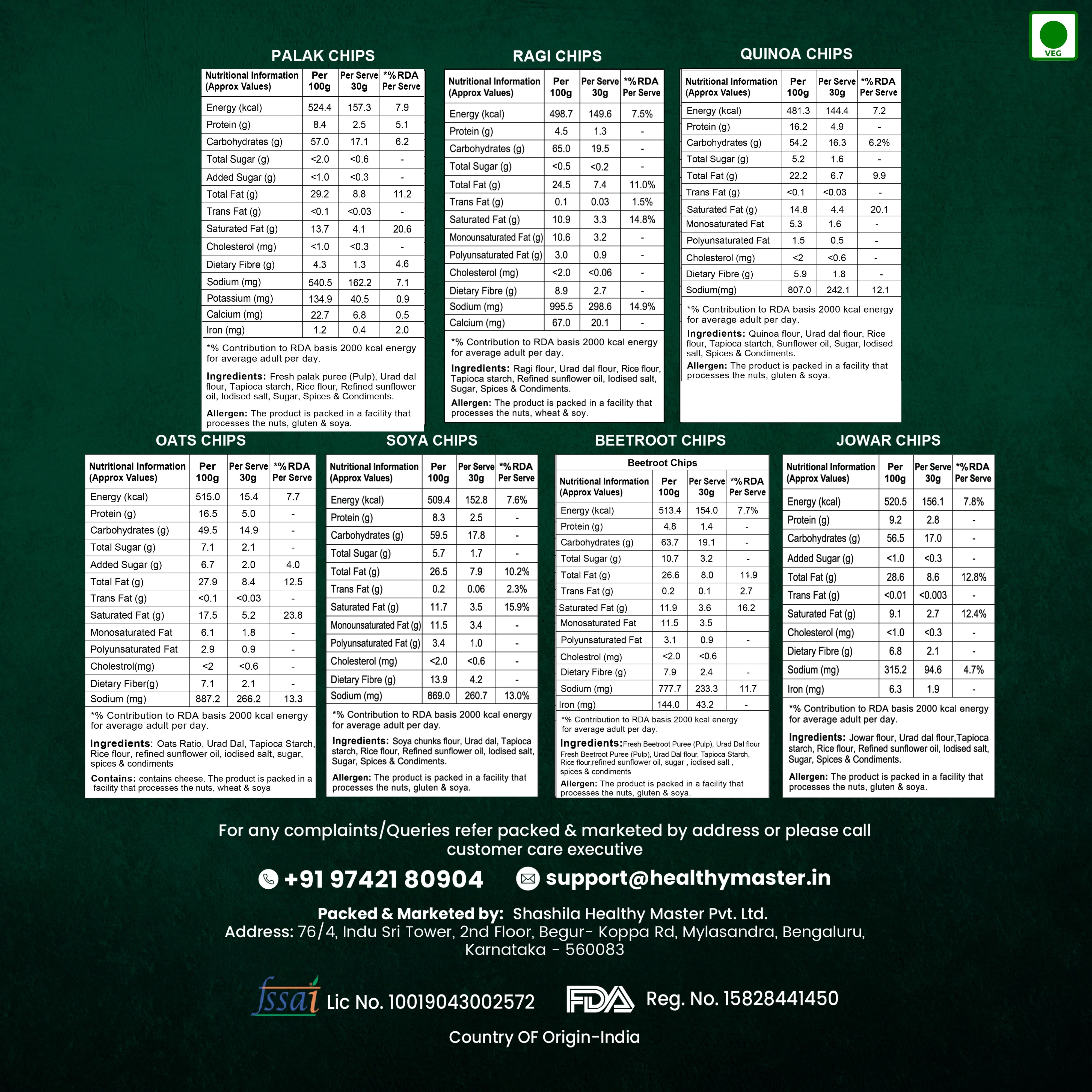 Healthy Master Light and Crispy Chips Combo (210gm) 30g Each (Pack of 7)