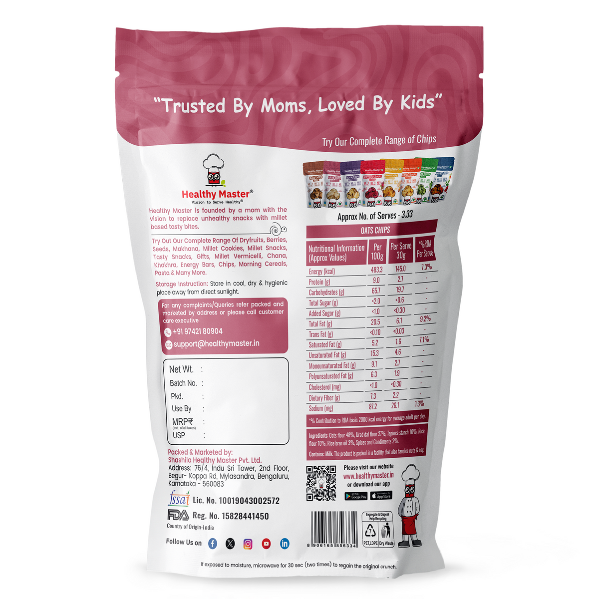Oats Chips - Light and Crispy (Cream and Onion)