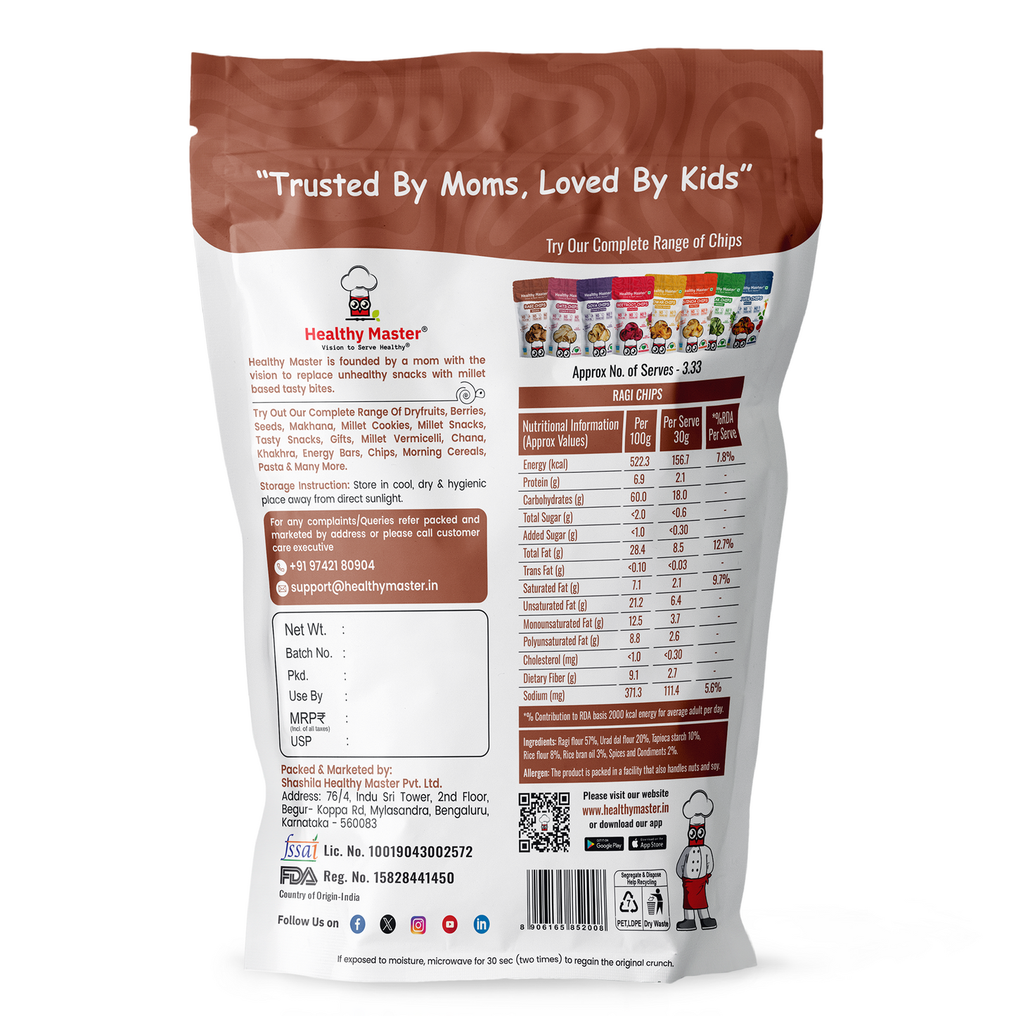 Ragi Chips - Light and Crispy (Traditional Spice)