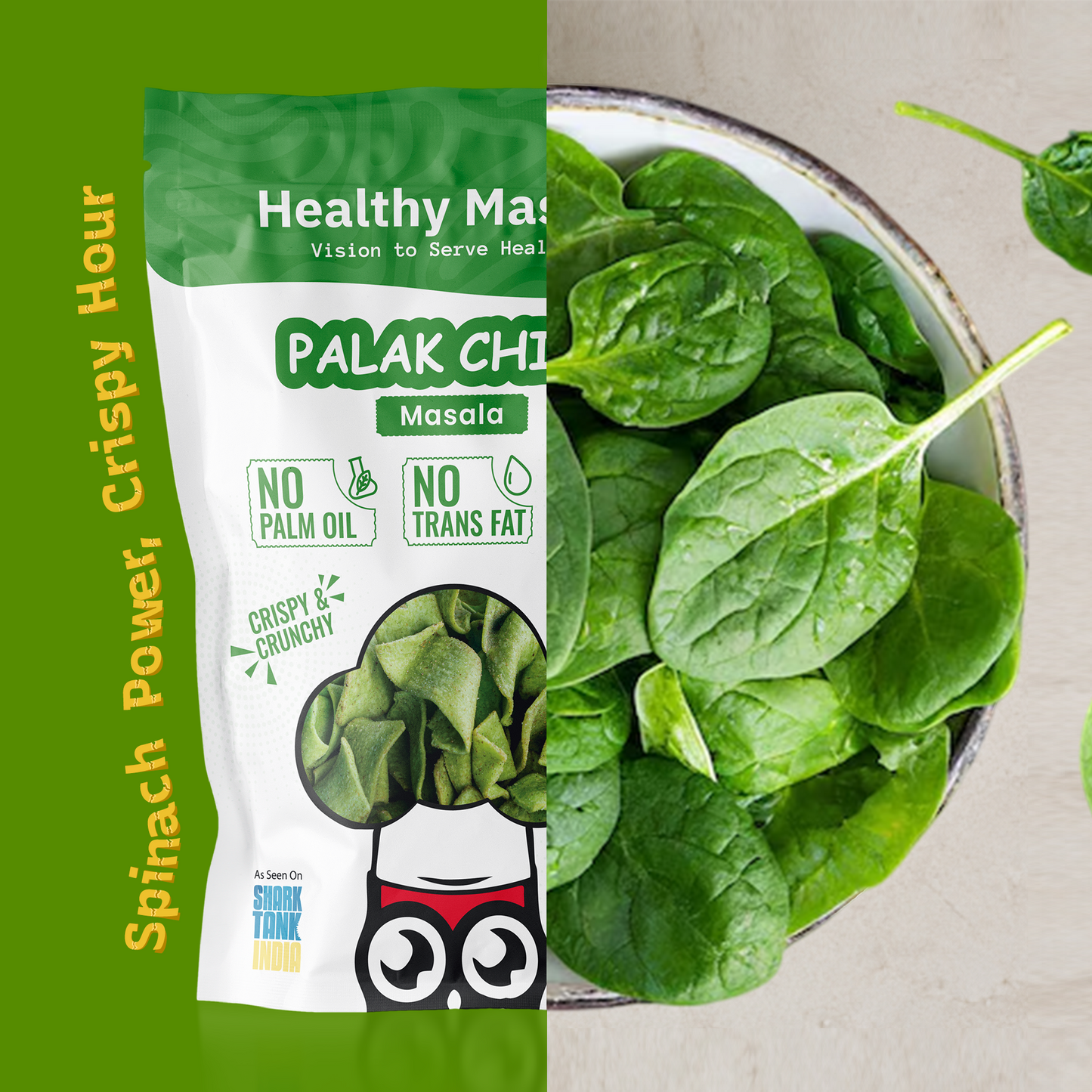 Palak & Blackgram (Urad) Chips - Light and Crispy (Spice Magic)