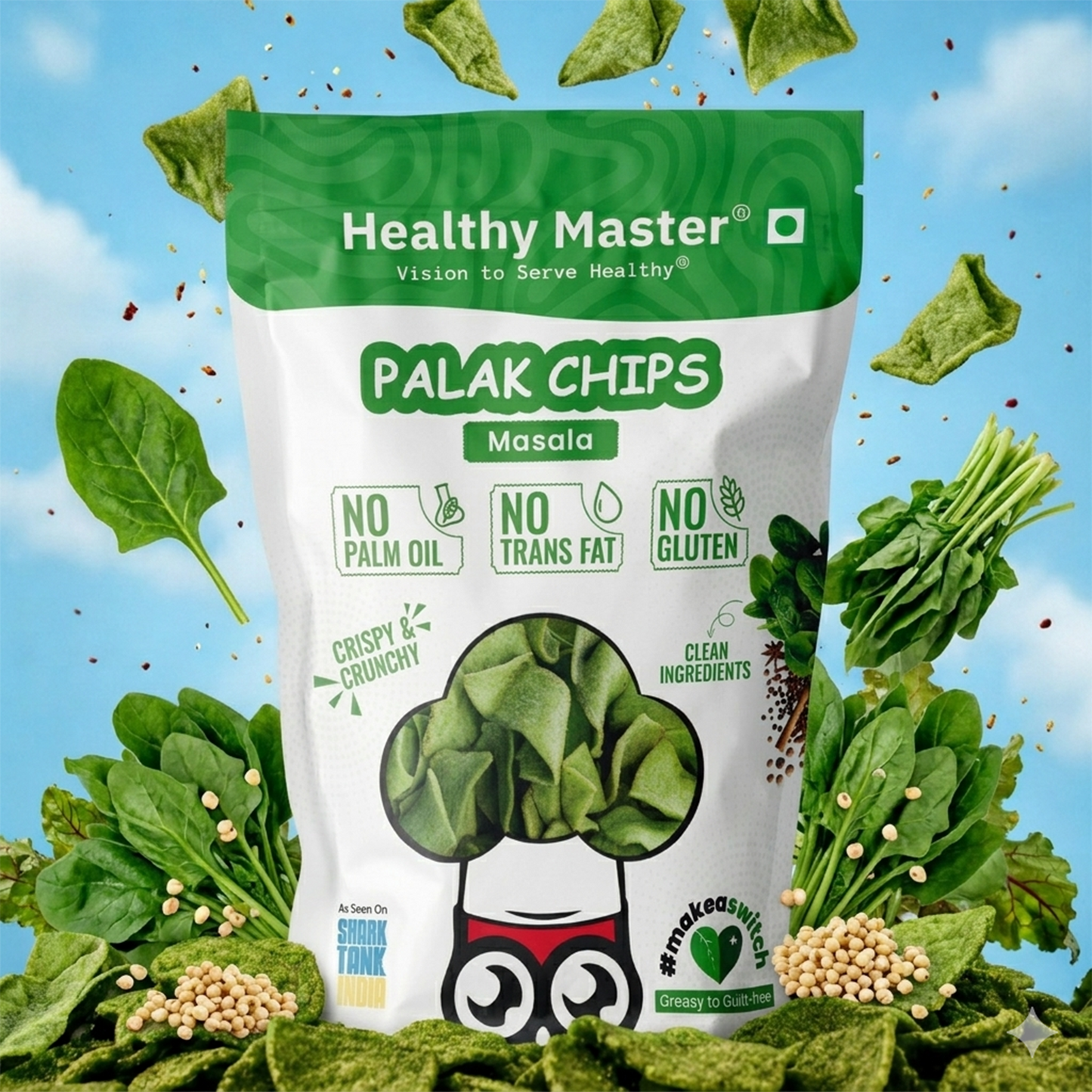 Palak & Blackgram (Urad) Chips - Light and Crispy (Spice Magic)