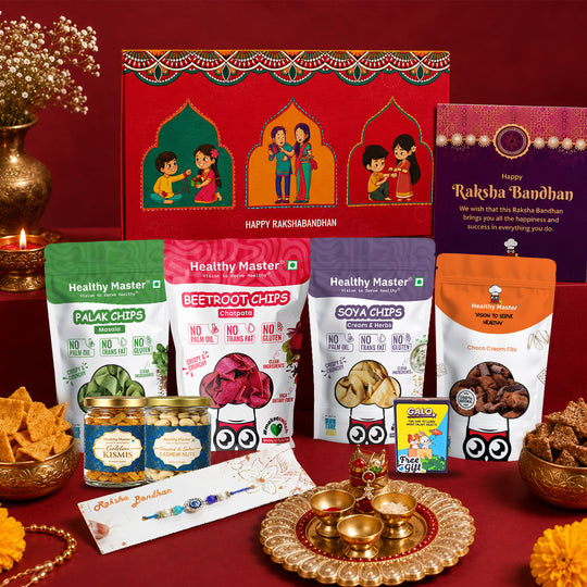 Snack Smart Rakhi Box – Bhaiya Bhabhi Ki Rakhi, Thodi Mithaas, Thoda Pyaar | 12 Premium Treats for a Celebration Full of Apnapan ❤️🎁