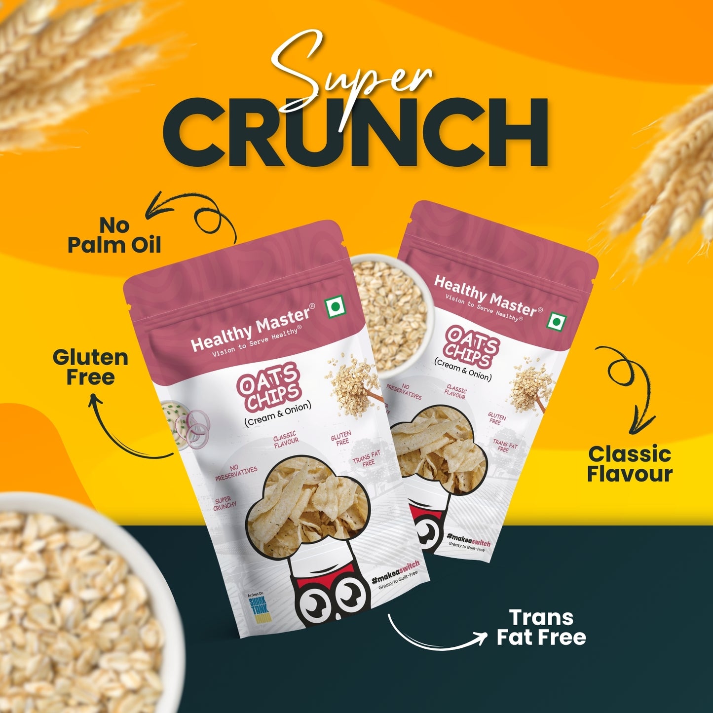 Oats Chips - Light and Crispy (Cream and Onion)