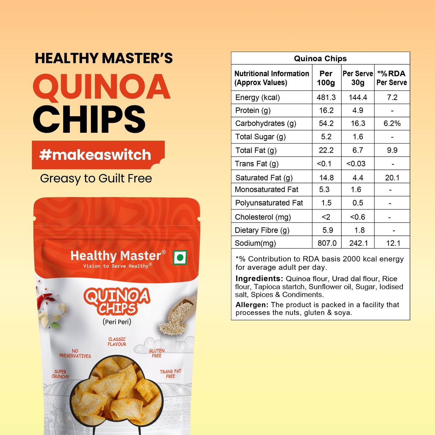 Quinoa Chips - Light and Crispy (Peri-Peri)