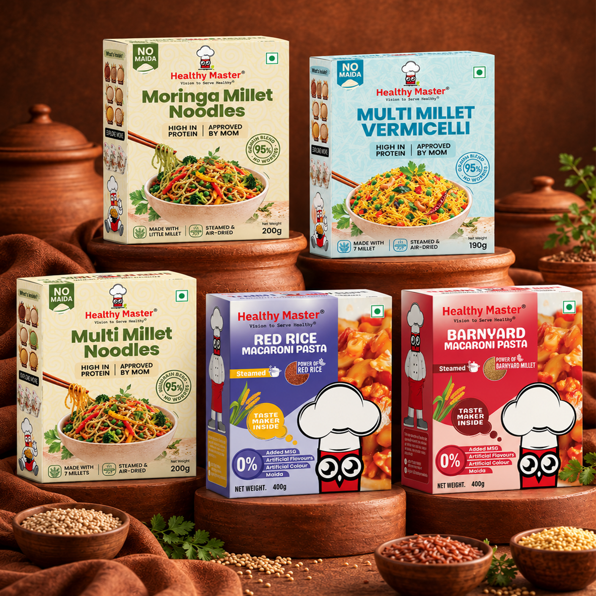 Noodles, Pasta & Vermicelli Combo - Millet Based