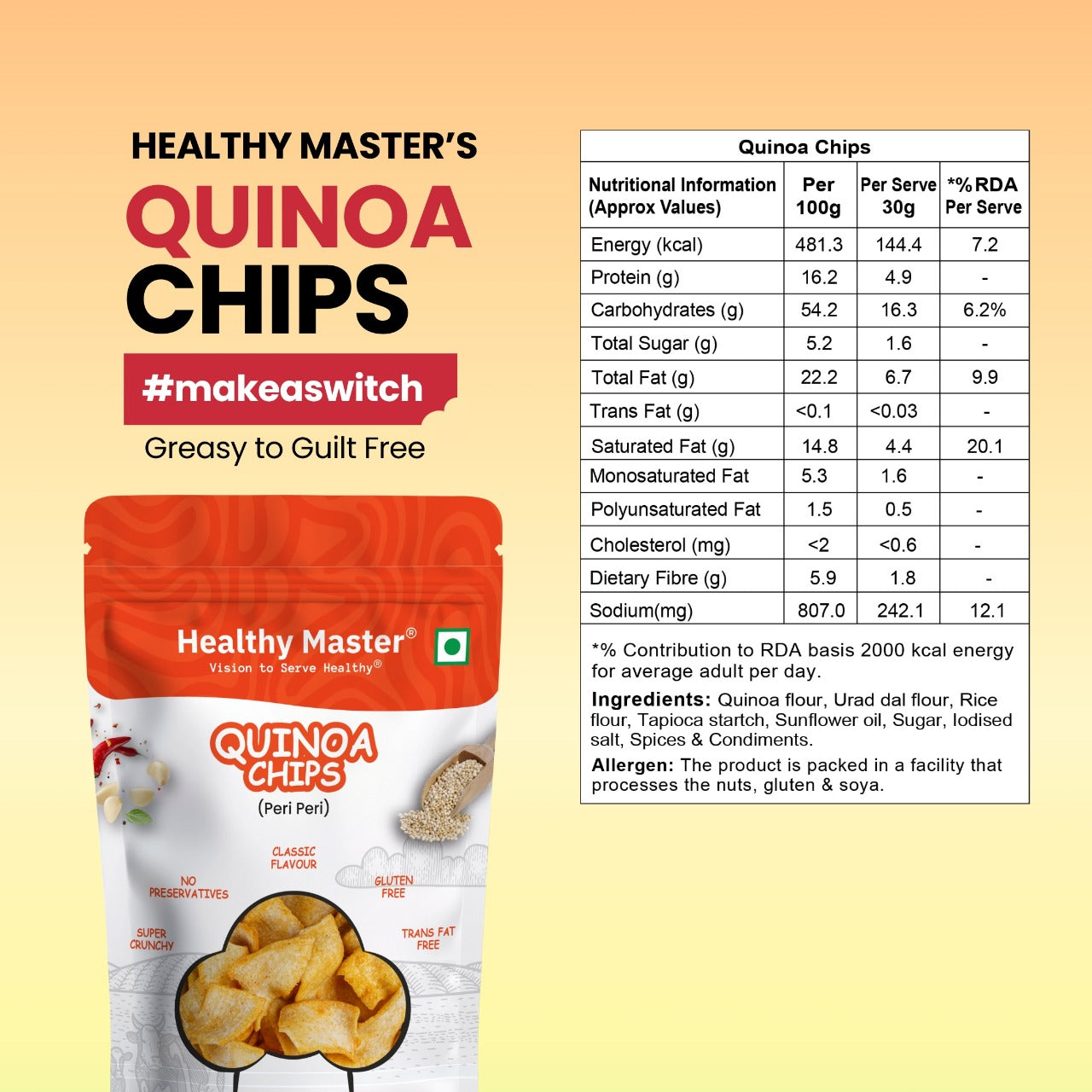 Quinoa Chips - Light and Crispy (Peri-Peri)